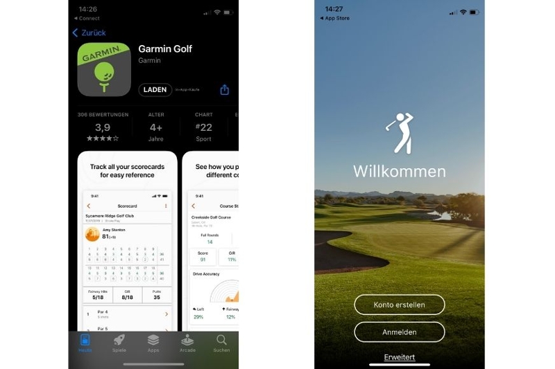 Функции для гольфа в приложении Connect.